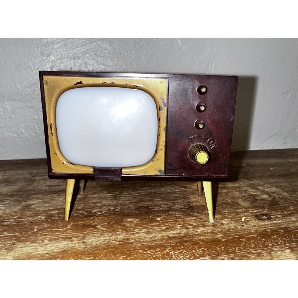 RARE! Vintage TV Salt Pepper Shaker Set & Photo Holder / Antique Shakers CHIPPED